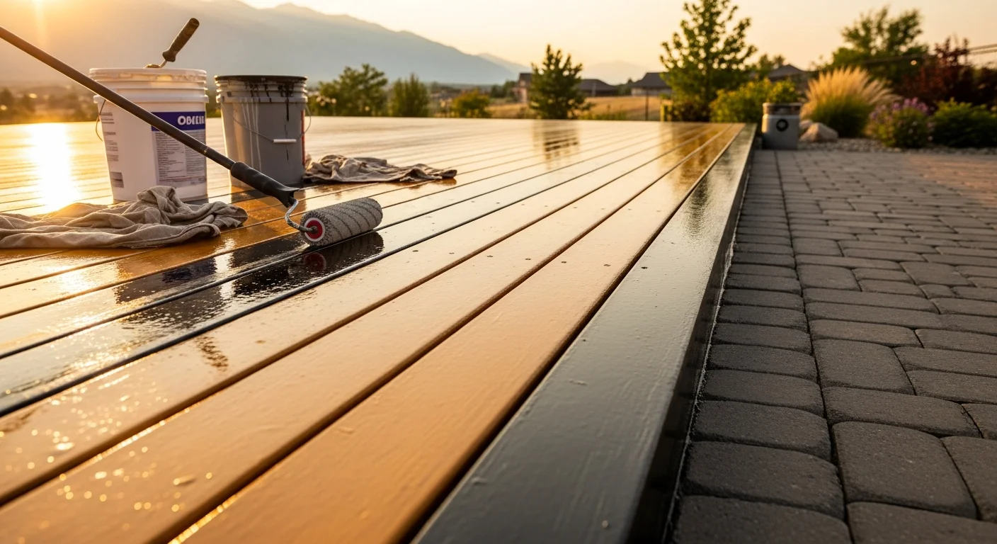 Waterproof coating application on outdoor deck structure