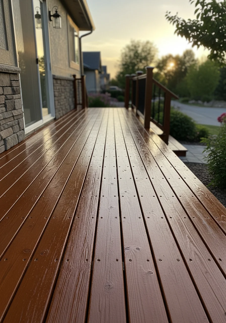 Professional deck coating application on Cedar Hills residential patio