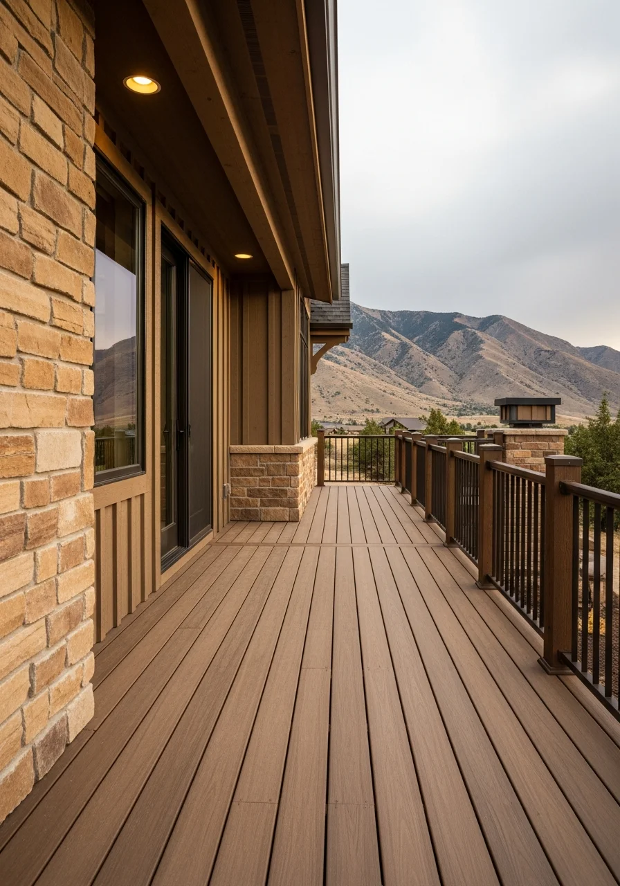 Detail of a Huntsville property's exterior showing mountain-appropriate construction and quality finishes.
