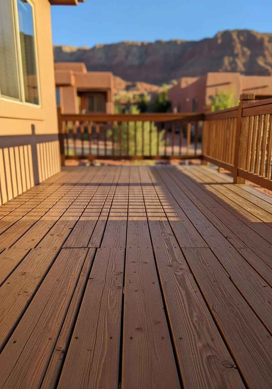 Waterproofed deck with mountain views in St. George, Utah